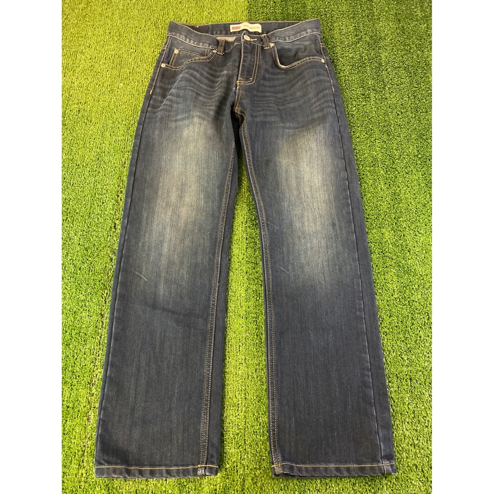 Levis 505 Regular Straight Jeans Womens Dark Wash Indigo Denim Pants 16R 28X28‎